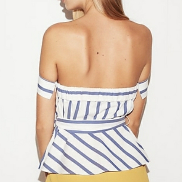 NWOT Express Off Shoulder Striped Peplum Top - Picture 3 of 13